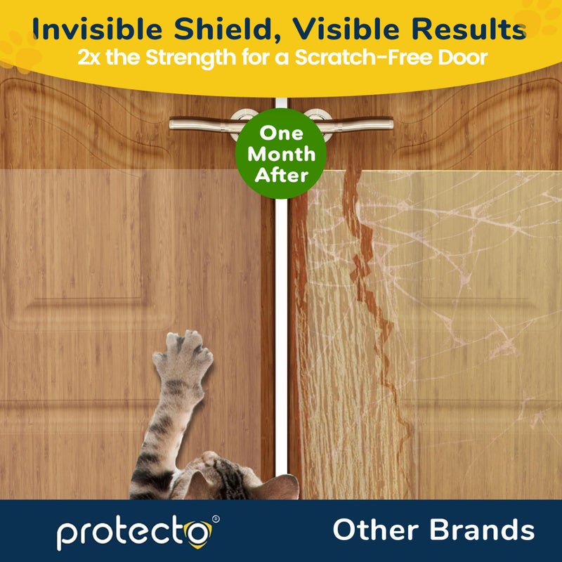 PROTECTO Cat & Dog Scratch Door Protector with Utility Knife - 60" x 8" Clear Wall Protector for Pet Scratching - Sticky and Self-Adhesive Deterrent Vinyl Surface - Easy Customization & Installation - Image 2
